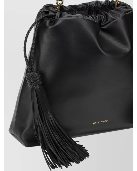 Etro Black Kalispera Medium Bucket Bag Shoulder Strap