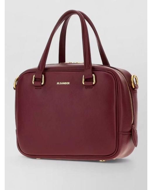 Jil Sander Red Small Leather Vision Tote Bag Top Handles