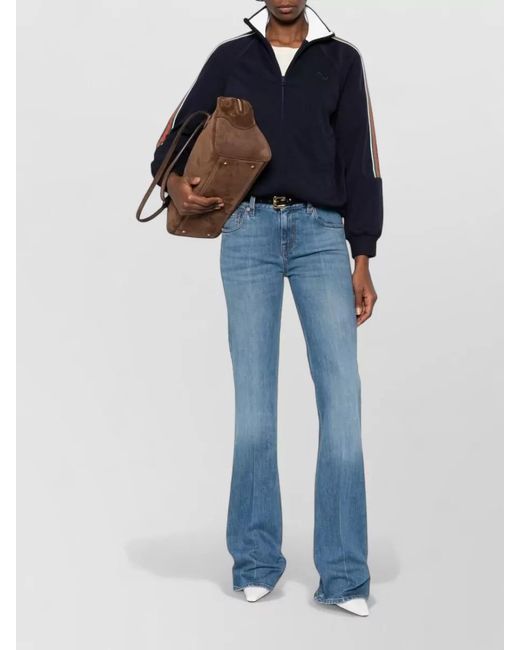 Gucci Blue High Neck Jacket Long Sleeves Stripes