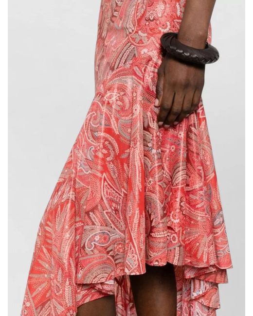 Etro White Paisley Maxi Dress Asymmetric Hem Spaghetti Straps