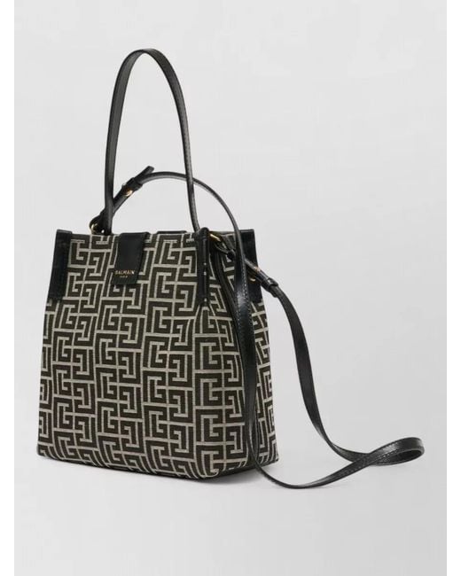 Balmain Black Release Crossbody Bag Cotton Logo Pattern