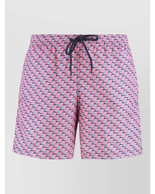 Drumohr Pink Nylon Swim Shorts Elastic Waistband Pockets for men