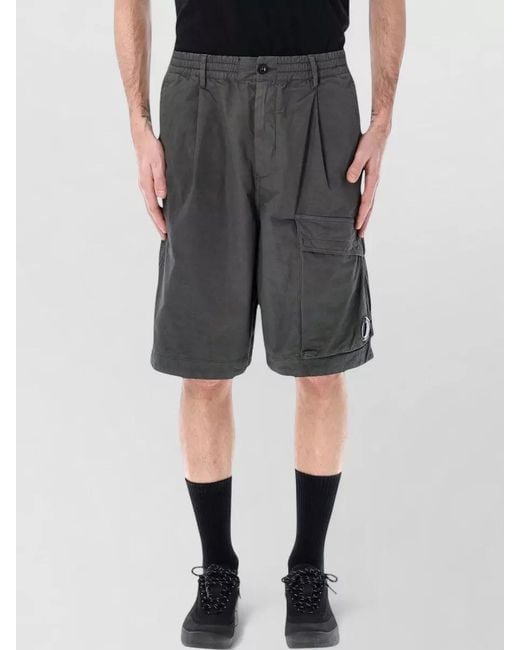 C P Company Gray Cotton Boxy Cargo Shorts for men