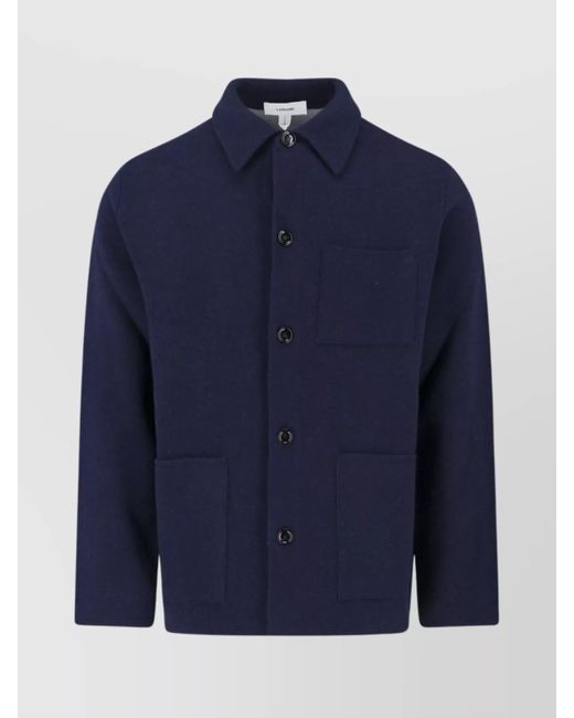 Lardini Blue Relaxed Fit Jacket With Collar And Pockets for men