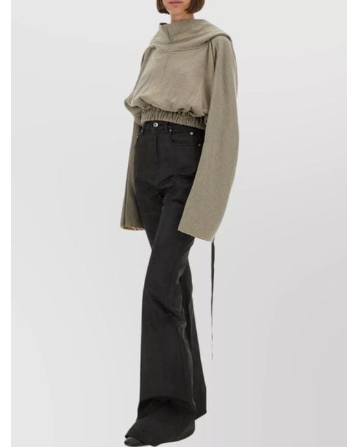 Rick Owens Gray Cropped Hooded Sweatshirt