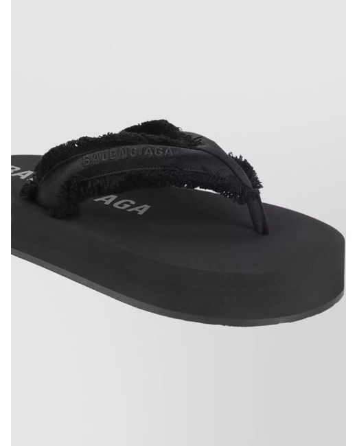 Balenciaga Black Cushy Platform Thong Sandals Open Toe