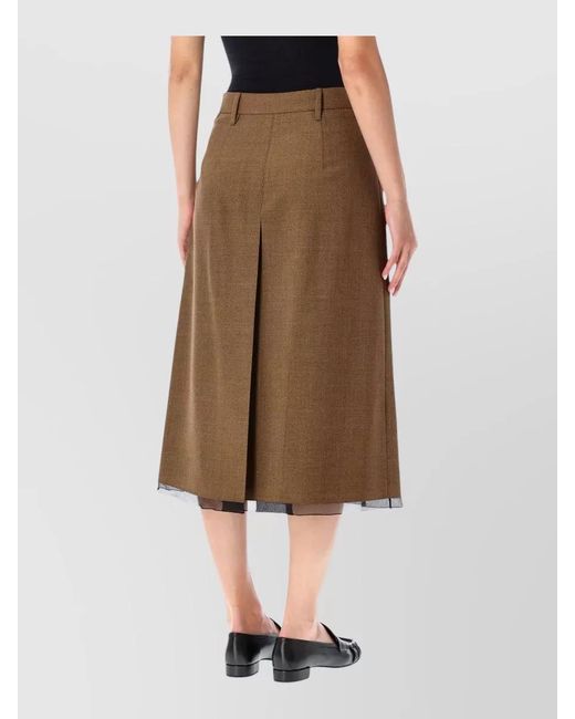 Prada Brown Pleated High Waist Ankle Length Pants