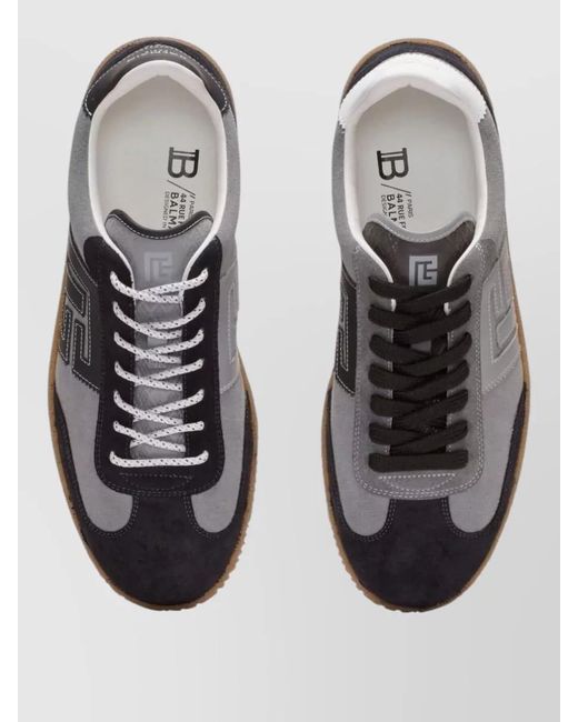 Balmain Multicolor Calf Leather Suede Panelled Low-Top Sneakers for men