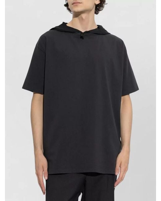 Maison Margiela Black Cotton Hooded T-Shirt for men