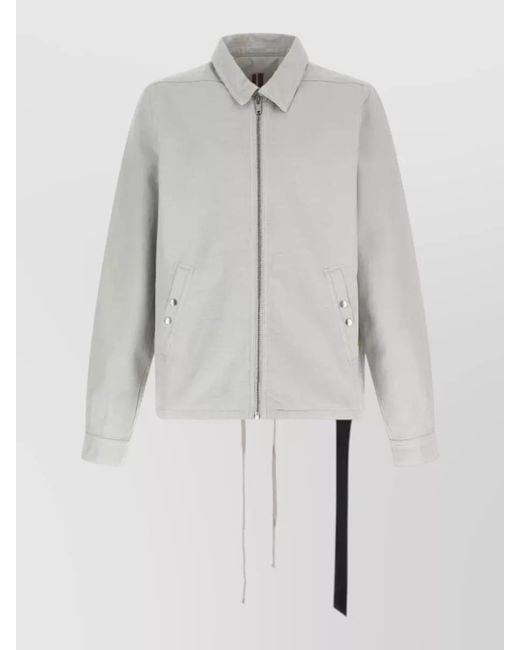 Rick Owens Gray Collared Zip Front Jacket Buttoned Cuffs for men