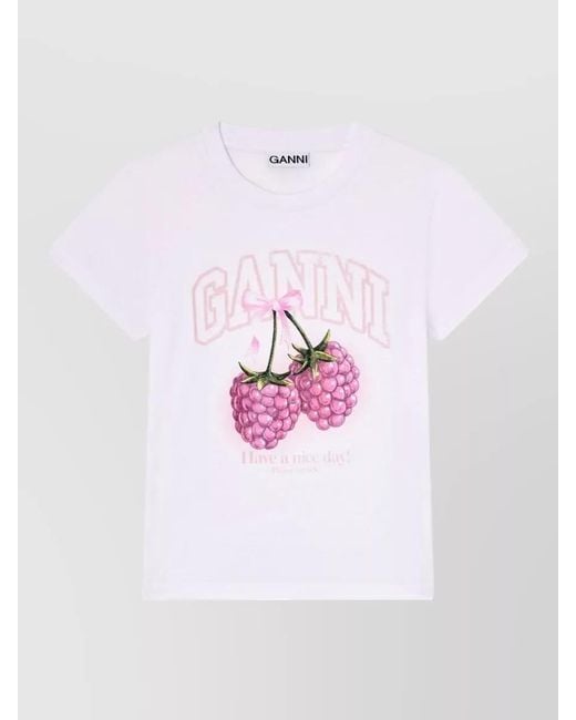 Ganni White Cotton Baby Fit T-Shirt