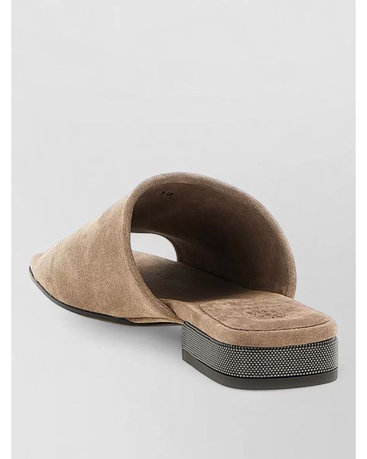 Brunello Cucinelli Natural Leather Suede Mules