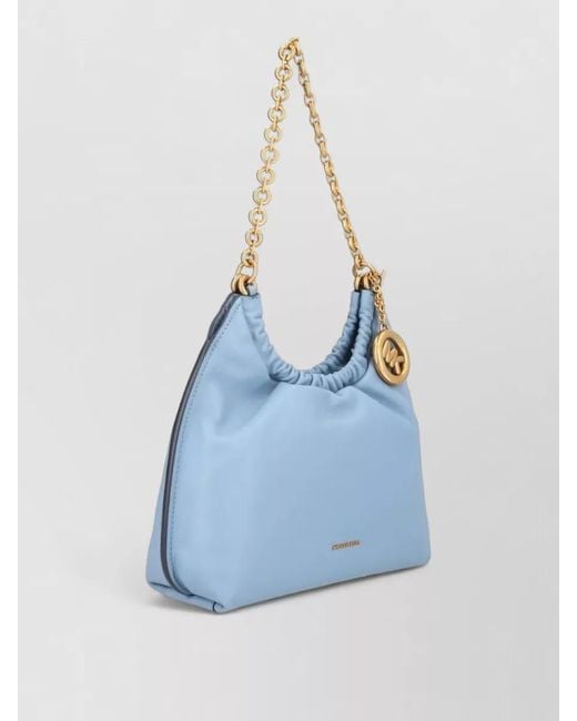 Michael Kors Blue Chain Strap Shoulder Bag Ruched Detail