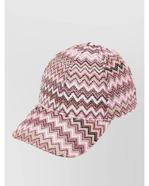Missoni Pink Zigzag Pattern Baseball Cap Curved Brim