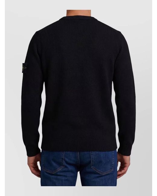 Stone Island Blue Crewneck Sweater Lambs Wool Blend for men