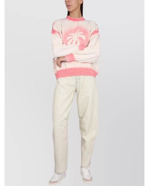 Palm Angels Pink Palm Tree Print Jumper