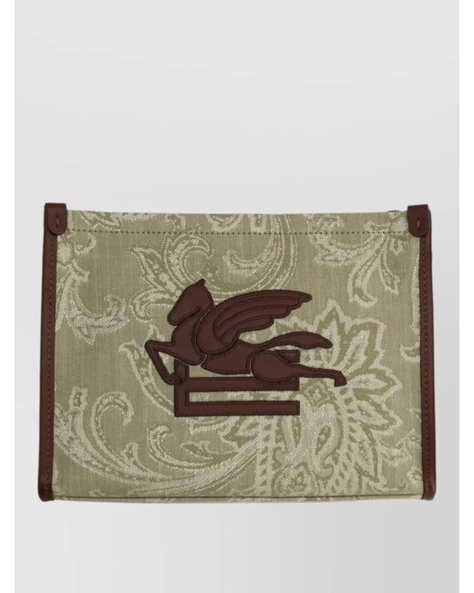 Etro Natural Paisley Pattern Cardholder Contrast Trim Design