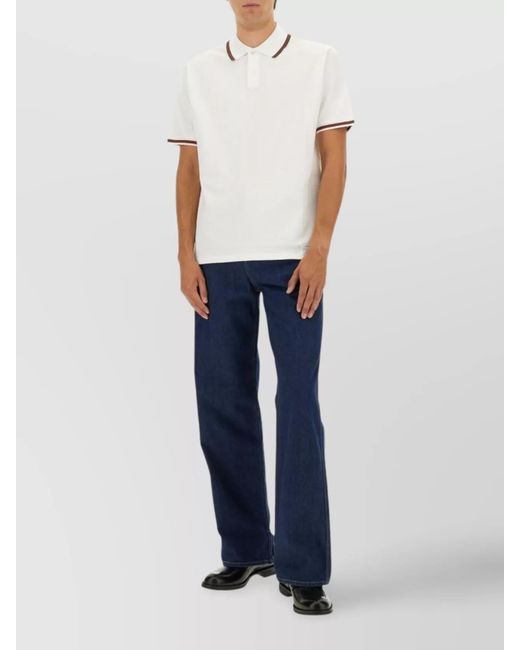 Gucci White Embroidered Polo Shirt for men