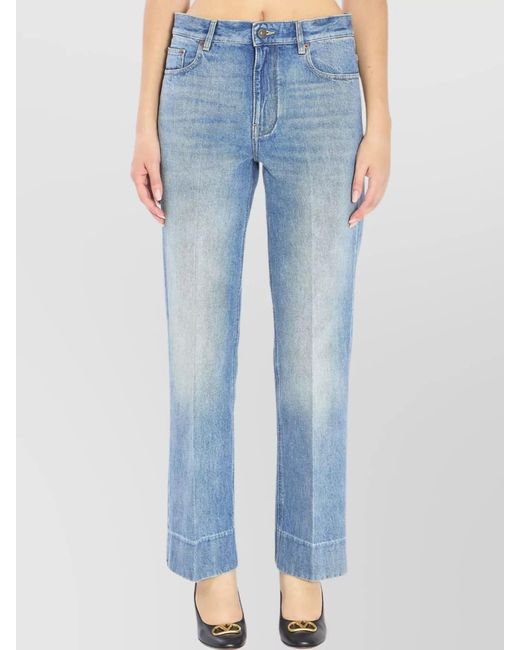 Valentino Garavani Blue Cotton High-Rise Straight-Leg Jeans