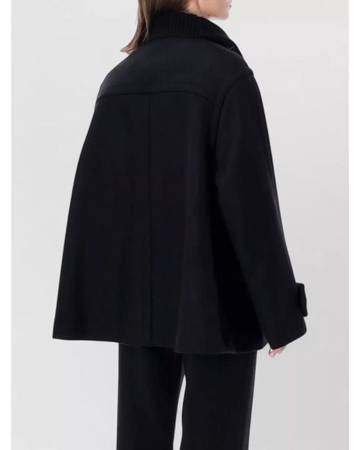 Lanvin Blue High Neck Short Wool Coat