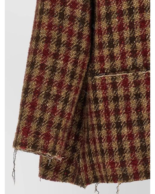 R13 Brown Houndstooth Check Hooded Jacket Front Pockets