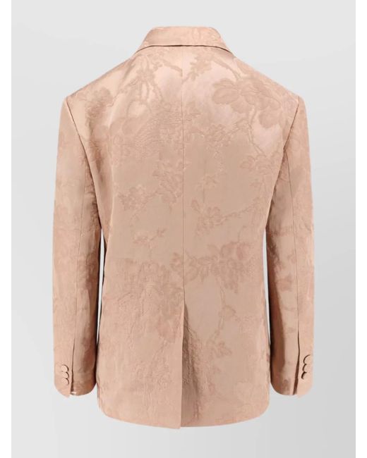Dries Van Noten Natural Jacquard Linen Blend Blazer With Floral Motif