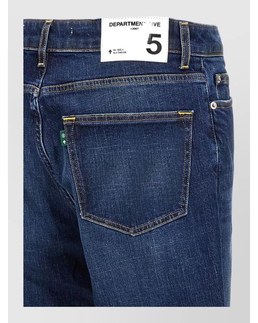 Department 5 Blue Chunky Jeans Belt Loops Contrast Stitching for men