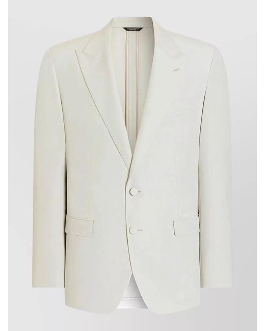Dolce & Gabbana White Suit Jacket Notch Lapel Flap Pockets for men
