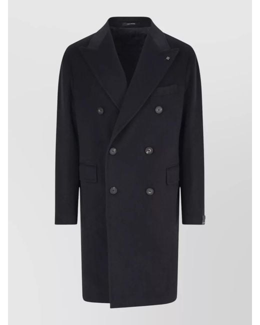 Tagliatore Blue Virgin Wool Double Breasted Coat for men