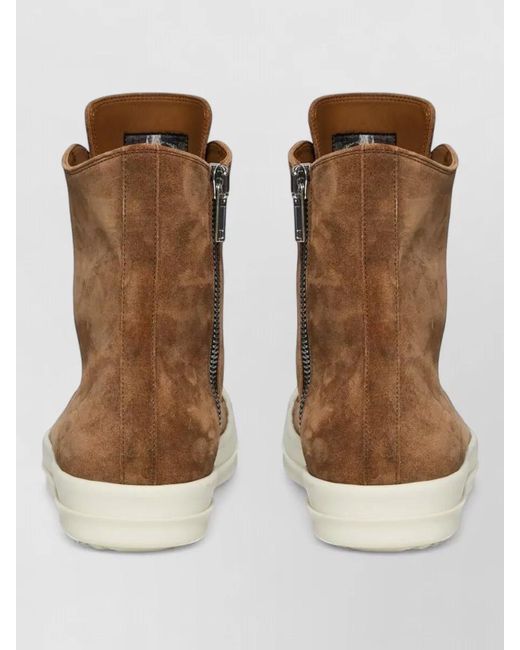 Rick Owens Brown Leather High-Top Sneakers for men