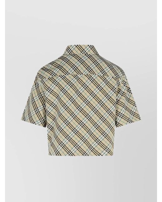 Burberry Multicolor Cropped Checked Cotton Short-Sleeve Shirt