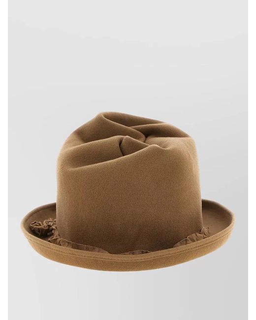 Yohji Yamamoto Brown Structured Crown Hat Featuring Wide Brim for men