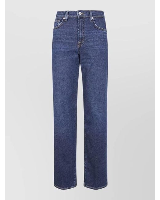 7 For All Mankind Blue Straight Stovepipe Jeans Five Pocket Design