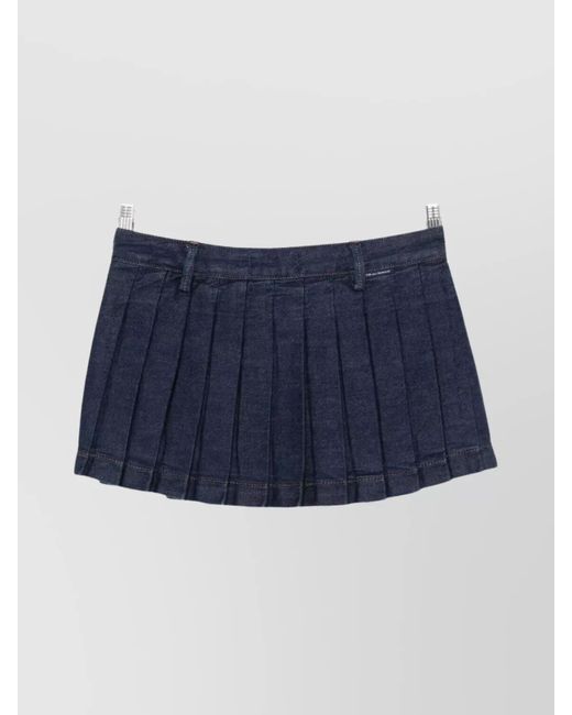 7 For All Mankind Blue Denim Pleated Mini Skirt