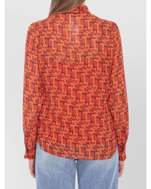 Gucci Red Printed Silk Blouse