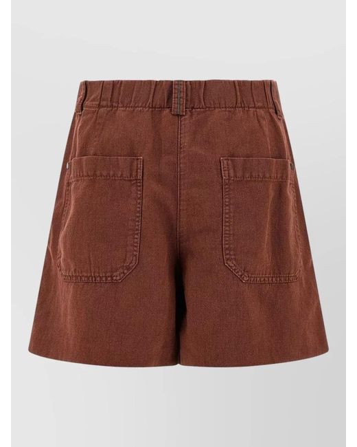 Brunello Cucinelli Brown Baggy Shorts Belt Loops Back Pockets Pleats