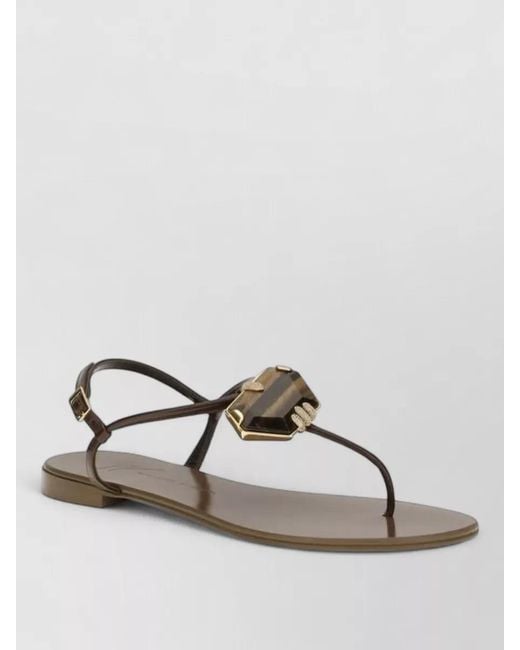 Giuseppe Zanotti Gray Stainless Steel Flat Slides