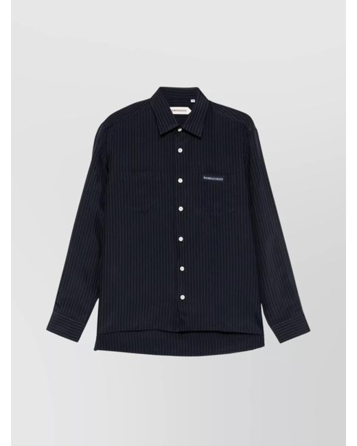 NAMACHEKO Blue Shirt Striped Collar Button-Down for men