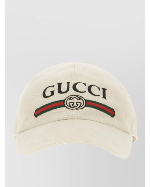 Gucci Natural Cotton Baseball Cap Curved Brim Design for men