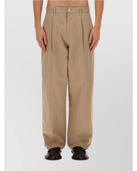 Moschino Natural Wide Leg Cotton Blend Pants With Pockets for men