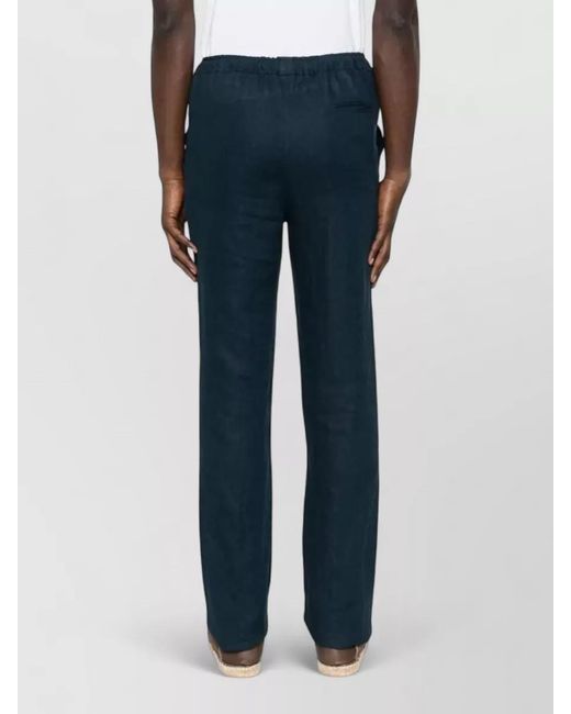 Kiton Blue Linen Drawstring Regular Trousers for men