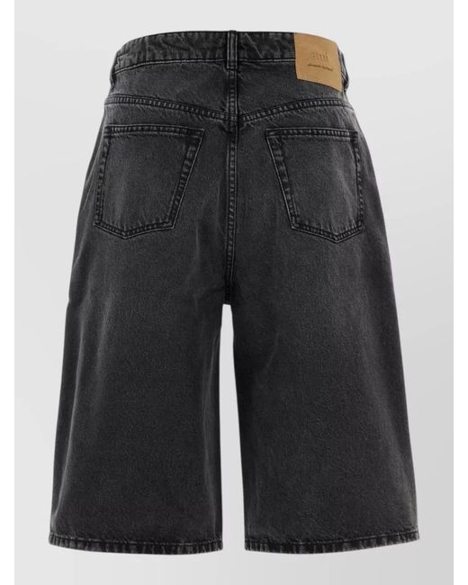 AMI Black Denim Bermuda Shorts Featuring Belt Loops for men