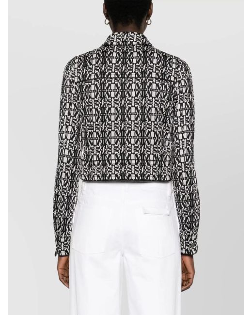 Max Mara Black Monogram-Print Cropped Jacket
