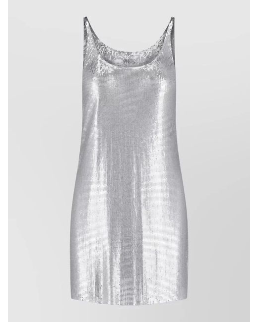Rabanne White Scoop Neck Slim Fit Sequined Top