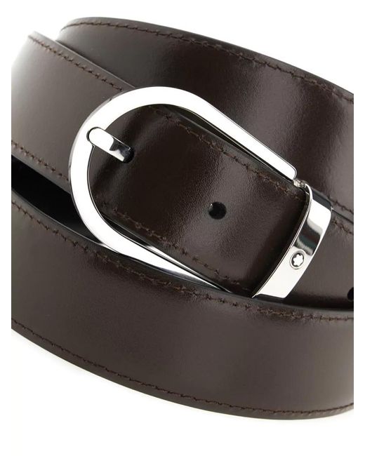 Montblanc Gray Leather Reversible Belt Adjustable Length Smooth for men