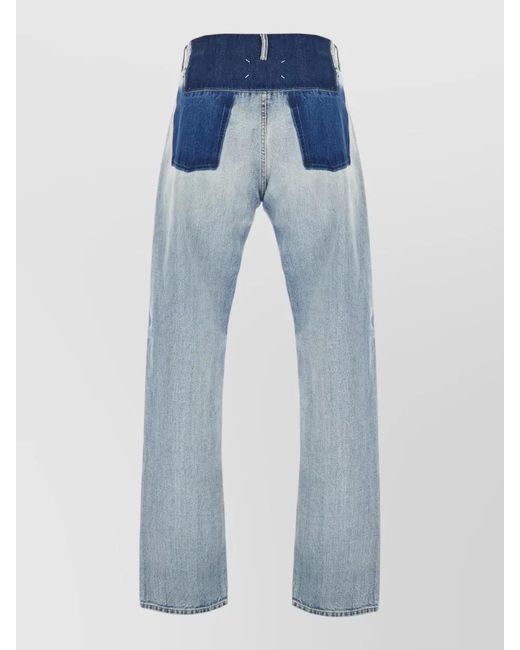 Maison Margiela Blue High Waist Straight Leg Denim Trousers for men