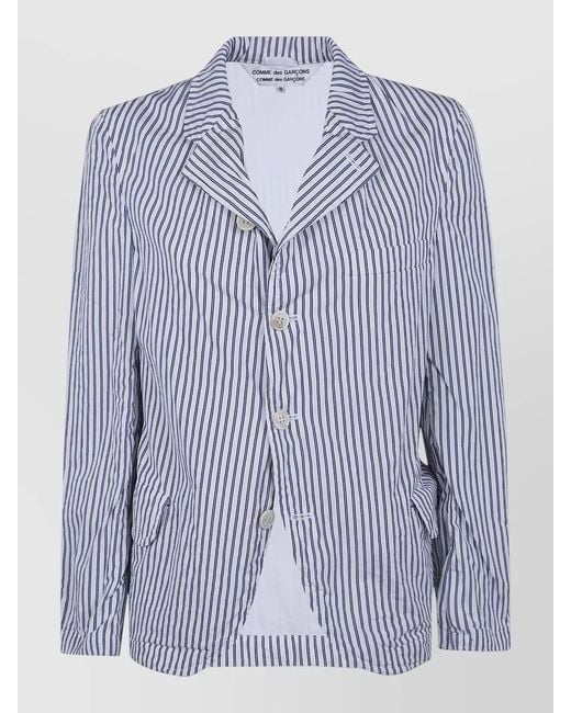 Comme des Garçons Blue Tailored Blazer Jacket Striped Lapel Detail
