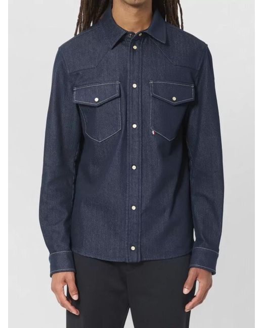 Moncler Blue Regular Solid Shirt for men