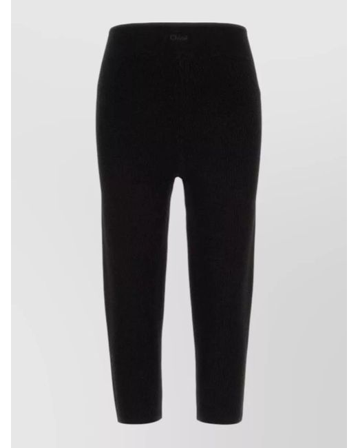 Chloé Black Ribbed Texture Straight Leg Tailored Pants