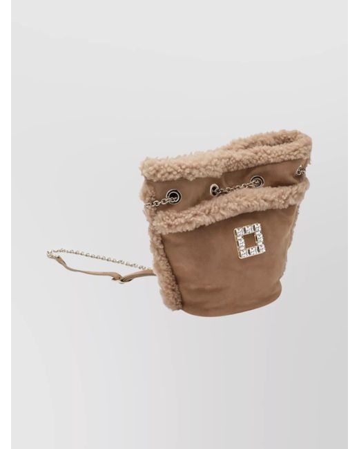 Roger Vivier Natural Suede And Shearling Backpack